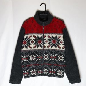 Outbrook Fair Isle Sweater Women's L Full Zip Jacket USA 90's Vintage